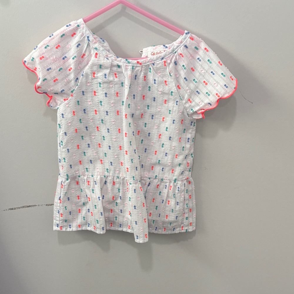 Cat & Jack White Top with Colorful Dots
